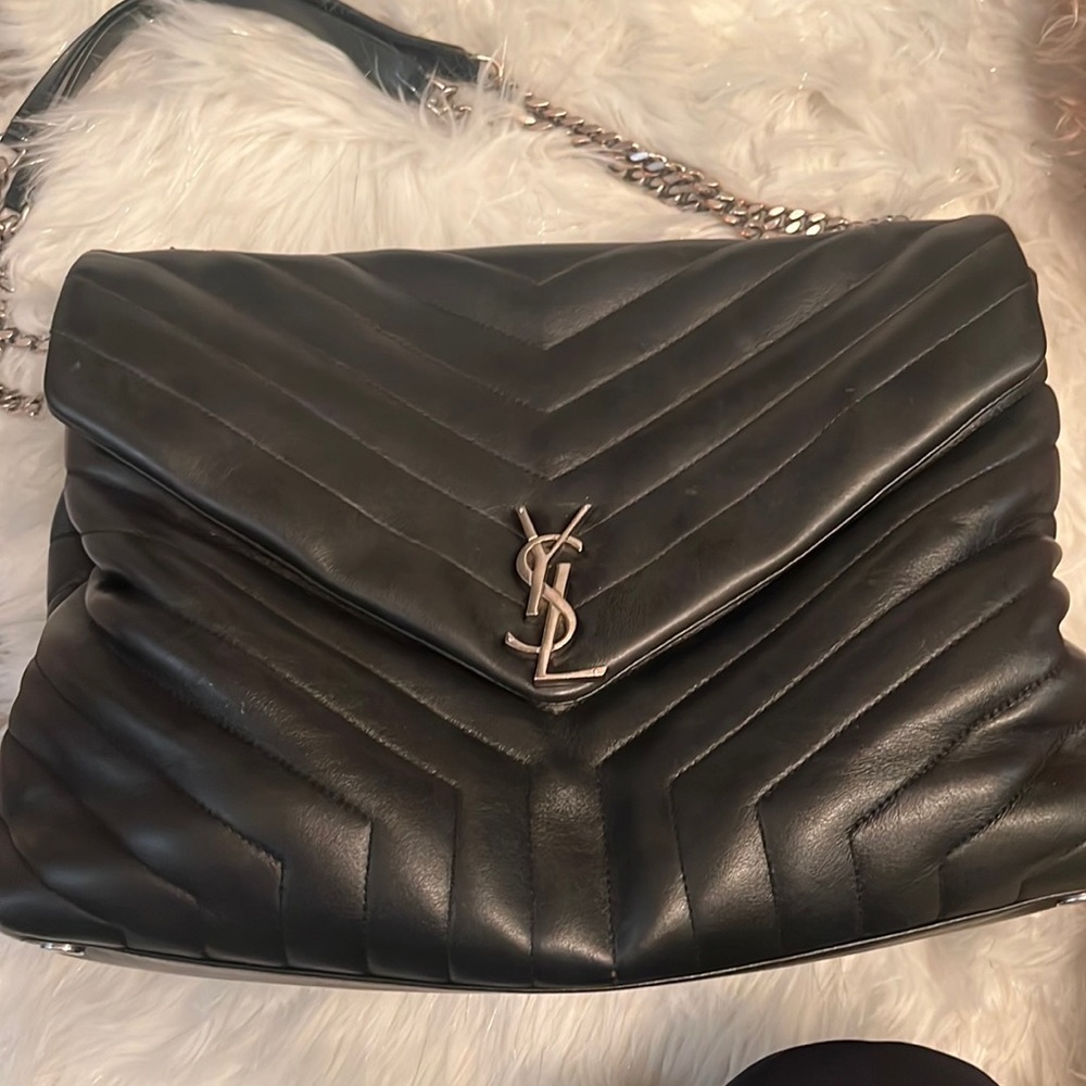 YSL- Large LouLou.  Black “Y” Matelesse leather.